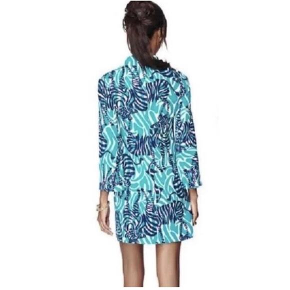 NWT Lilly Pulitzer Devina Shift Dress Bright Navy I'm Game Zebra Print Size 8 - Picture 2 of 13